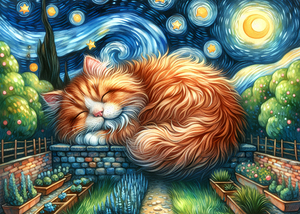 Starry Night Dreaming Cat