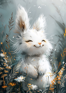 Cute Watercolor White Bunny