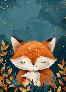 Whimsical and Cute Sleeping Red Fox