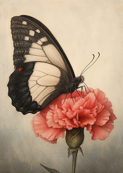Vintage Butterfly on Carnation