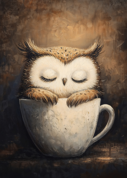 Cozy Owl in Coffee Cup