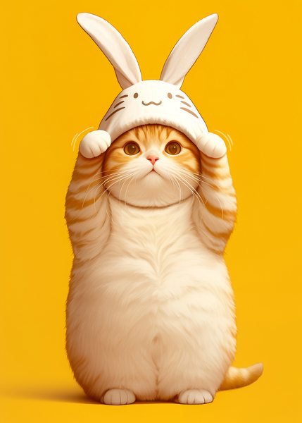 Tabbys Easter Ears: A Springtime Whimsy Print