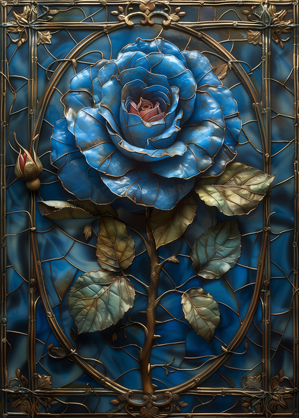 Midnight Enchantment: Blue Rose Print