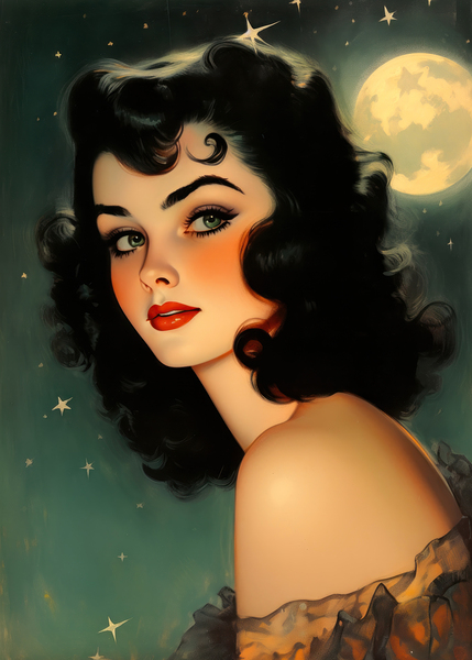 Enchanting Vintage Halloween Witch Art Print - Retro Gothic Print