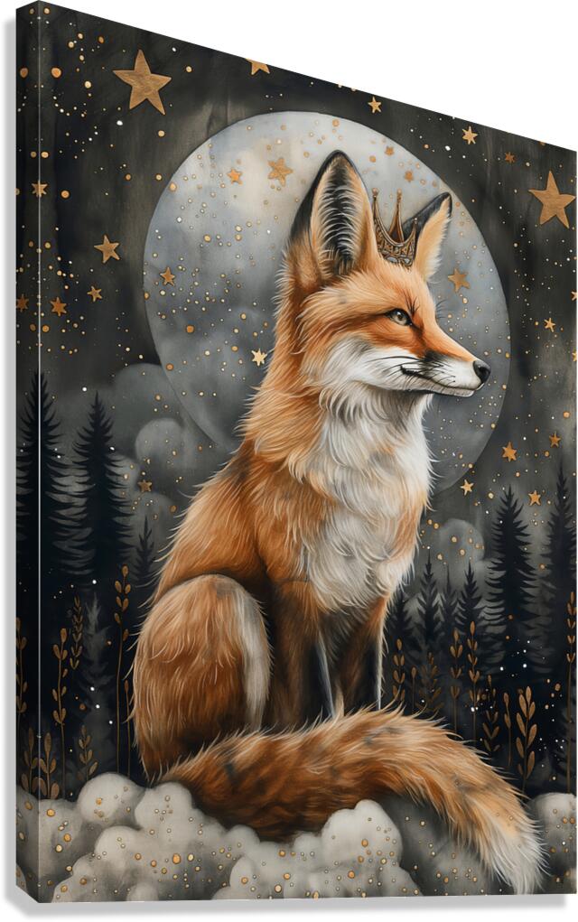 Whimsical Regal Red Fox in Mystic Moonlight Canvas Print