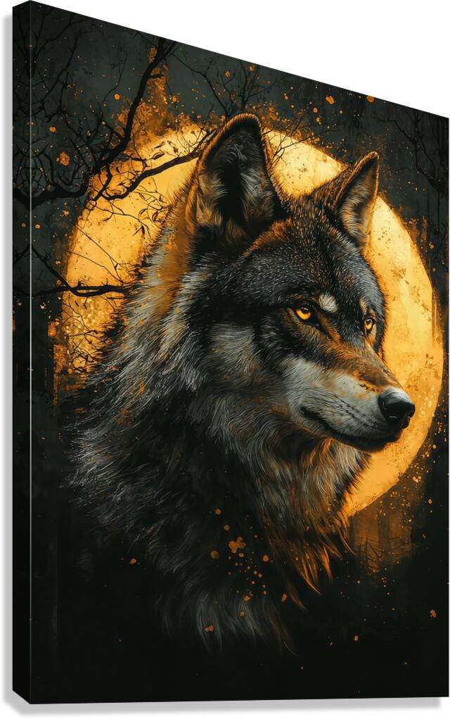 Mystic Wolf Under the Moon Canvas Print