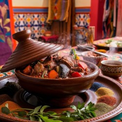 a mouthwatering photo of a traditional moroccan t