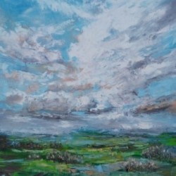 FEBRUARY PROMISE FOR SPRING original skyscape painting 50x70cm
