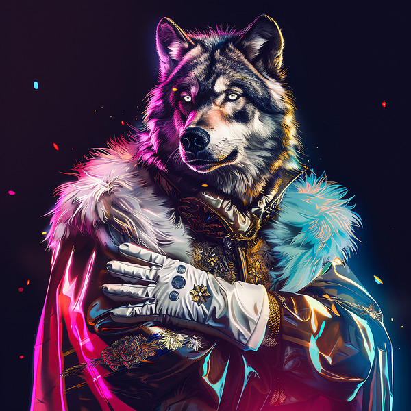 ROYAL NEON WOLF HD Print