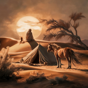 a captivating and serene desert scene painting de