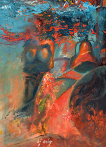 Woman in the blue dress