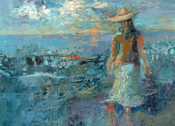 Woman on a Twilight Beach by Daryl Urig