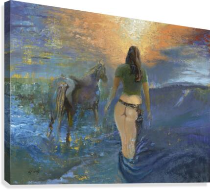 49945 Urig RidingBareback  Canvas Print
