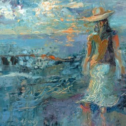 Woman on a Twilight Beach