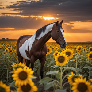 PAINT HORSE IN FLOWERS