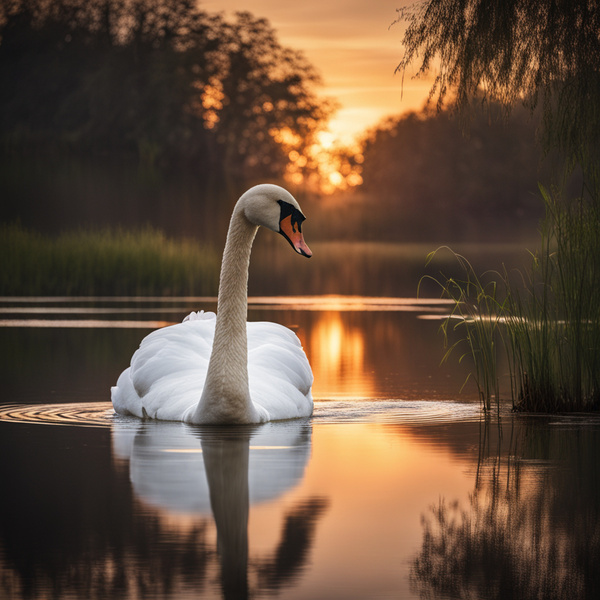 Swan on Golden Pond Print