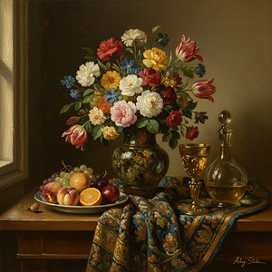 Opulence in Bloom A Classical Still Life by Aeboz Sutdio