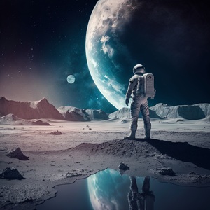Ai Generated Space Astronaut Universe Moon Earth.