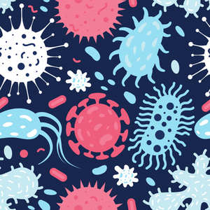 seamless pattern microbes virus vector illustrati