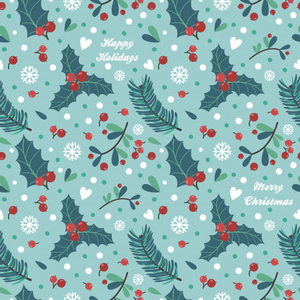 seamless pattern with berries leaves