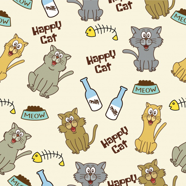 happy cats pattern background Print