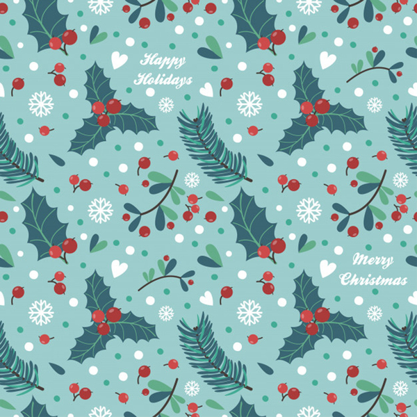 seamless pattern with berries leaves Print