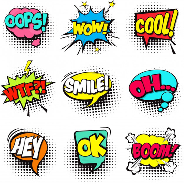 set colorful comic speech bubbles Print