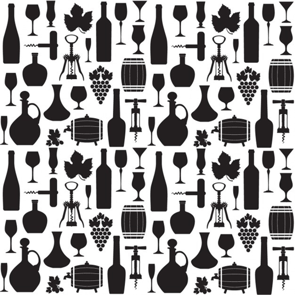wine pattern black white Print