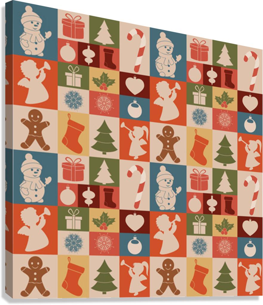 Cute christmas seamless pattern vector Canvas Print