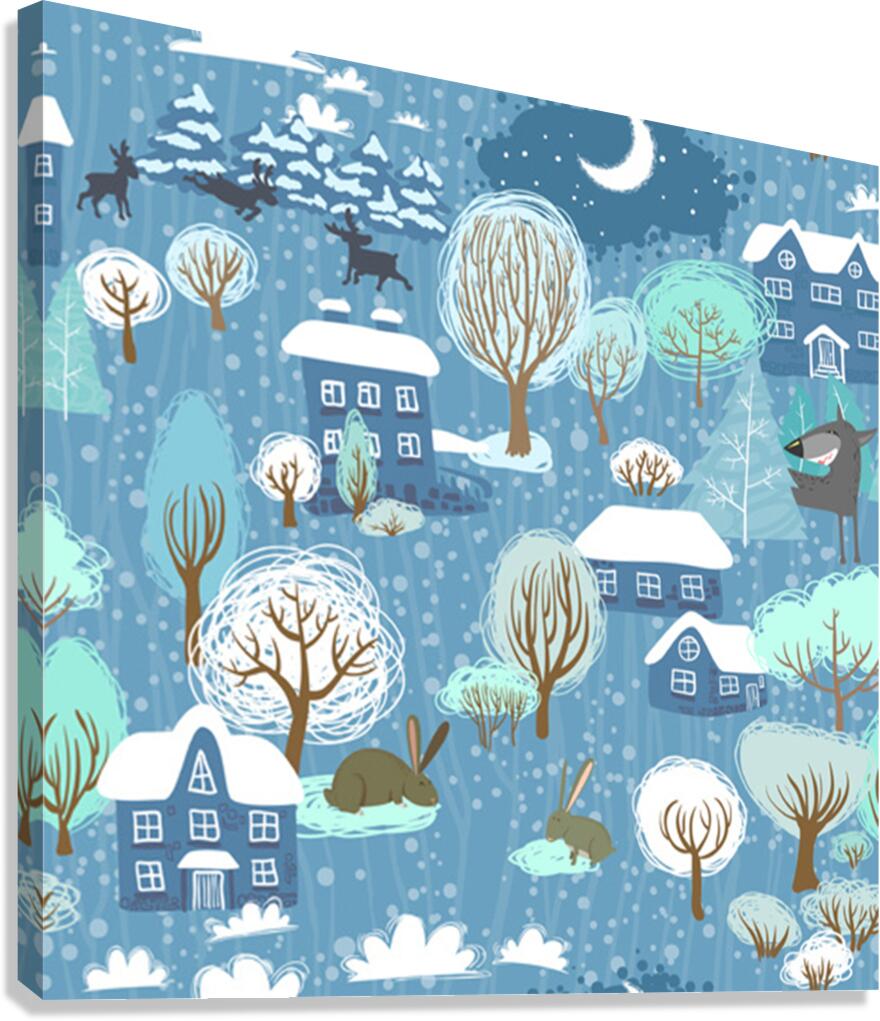 cute christmas seamless pattern vector Canvas Print