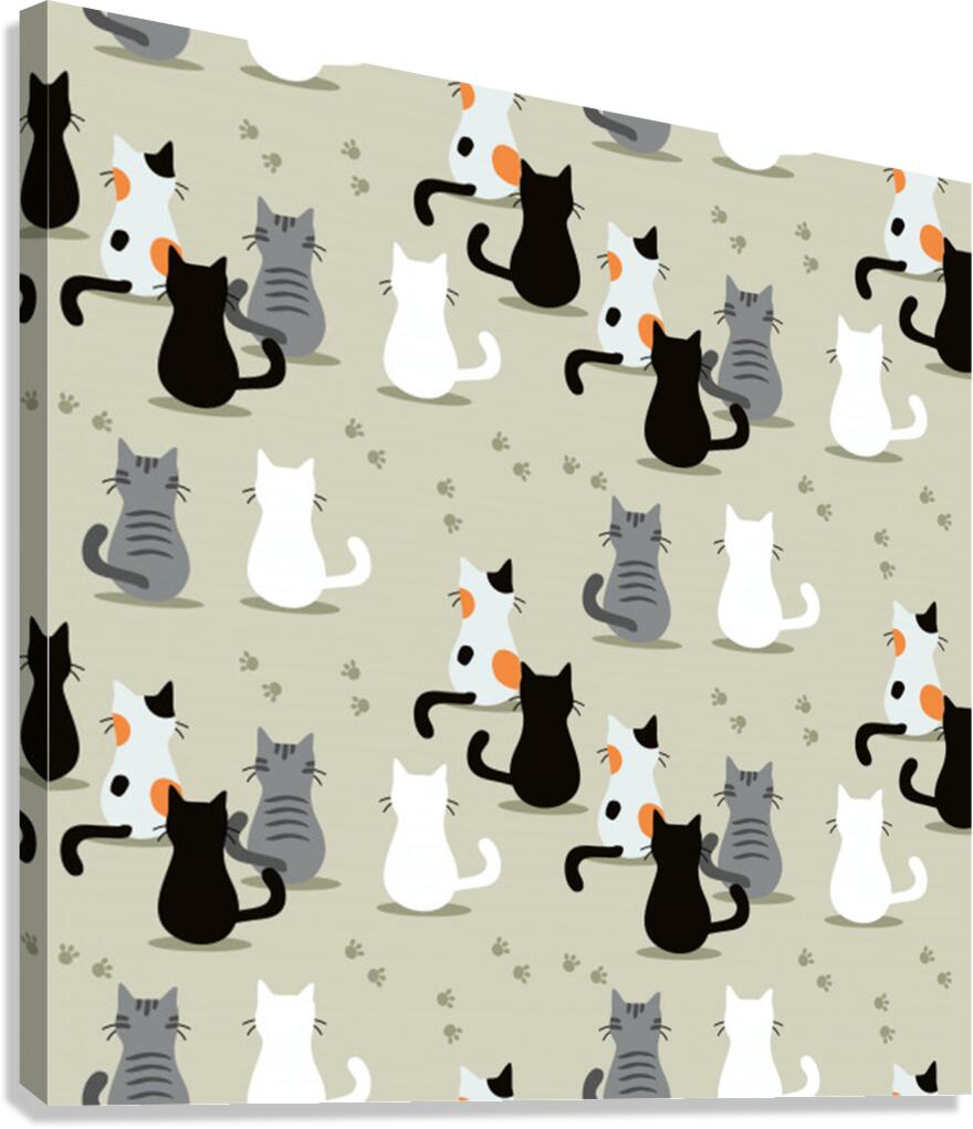 cute cat seamless pattern Canvas Print