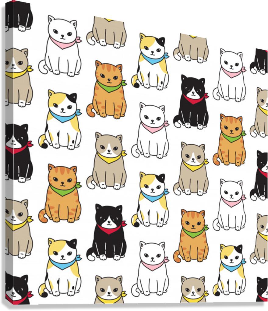 cat kitten seamless pattern Canvas Print