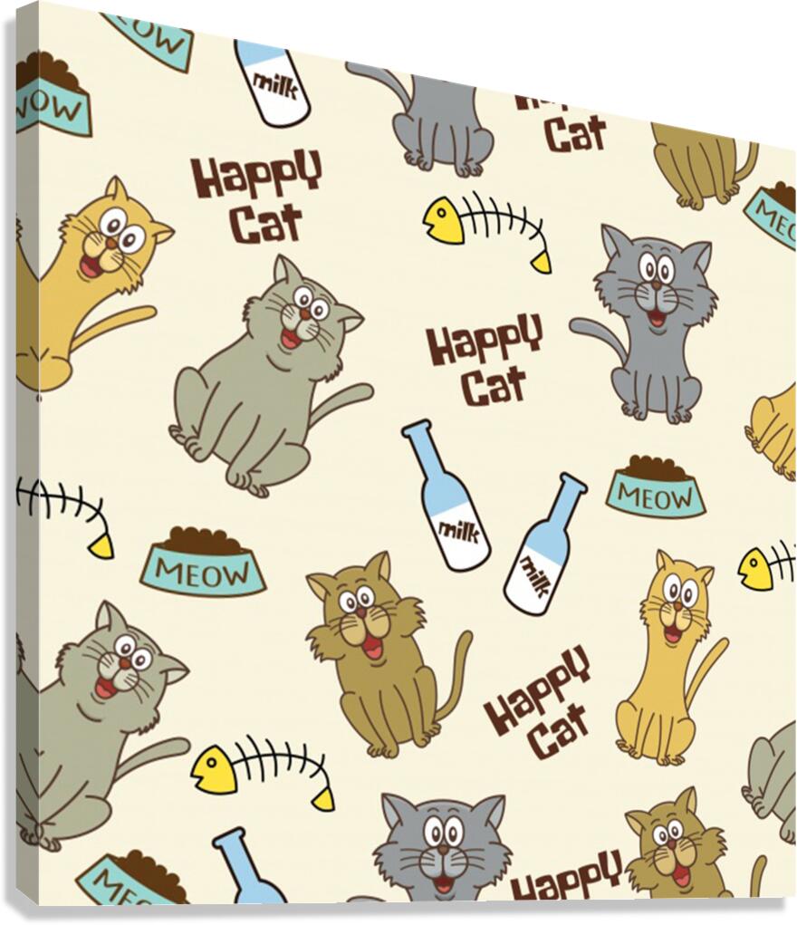 happy cats pattern background Canvas Print