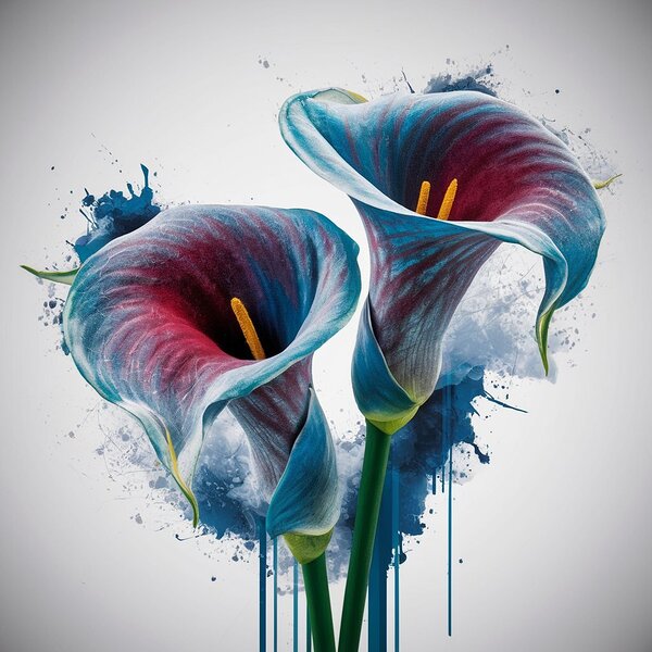 Flower blue-red Print