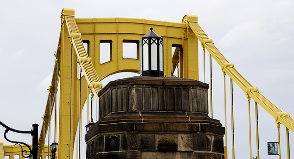 Beautiful Yellow Bridge With Ornate Light Fixture Print