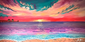Naples Pier Sunset Painting