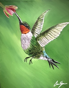 Ruby-throated Hummingbird Painting