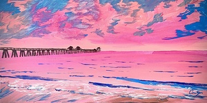 Naples Pier Pink Sunset Paining