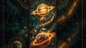 Celestial Symphony: Mystical Planets & Zodiac Orbits Cosmic Art by Metal ART