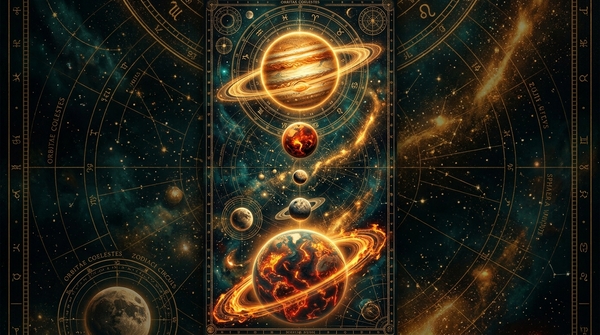 Celestial Symphony: Mystical Planets & Zodiac Orbits Cosmic Art by Metal ART