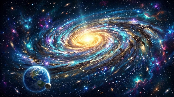Galactic Genesis – Majestic Spiral Galaxy and Cosmic Universe Wall Art by Metal ART