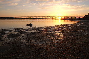 Sunset and Wooden Bridge in Quinta do Lago