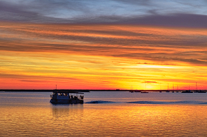 Boat and the Ria Formosa Sunset