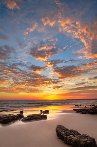 Gale Beach at Sunset. In Algarve