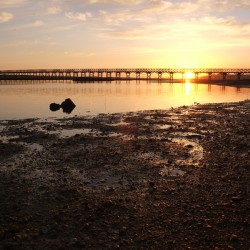 Sunset and Wooden Bridge in Quinta do Lago