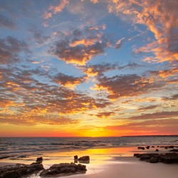 Gale Beach at Sunset. In Algarve