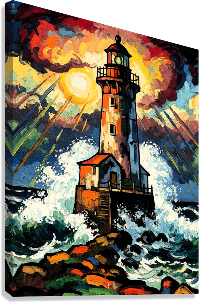 Lighthouse Wave Ocean Canvas Print