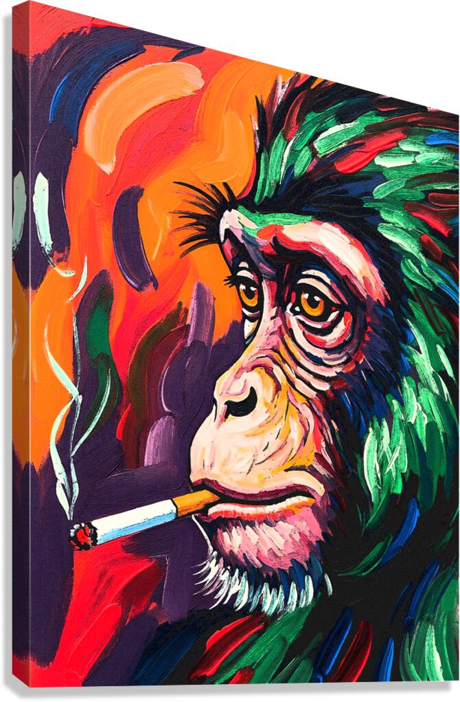 Monkey Smoking Canvas Print