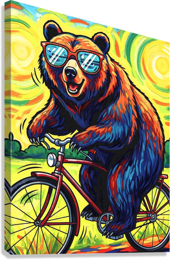 Bear Bike Canvas Print