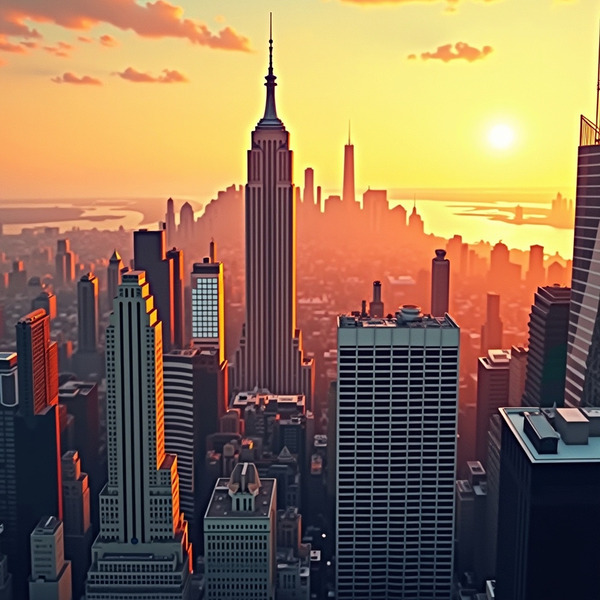 Golden Hour in New York – Cinematic Skyline Wall Art Digital Download by chromadreamstudio